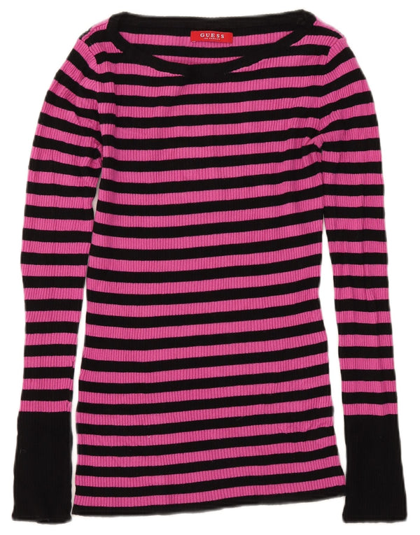 Top Guess da donna a maniche lunghe UK 8 Small Pink Striped