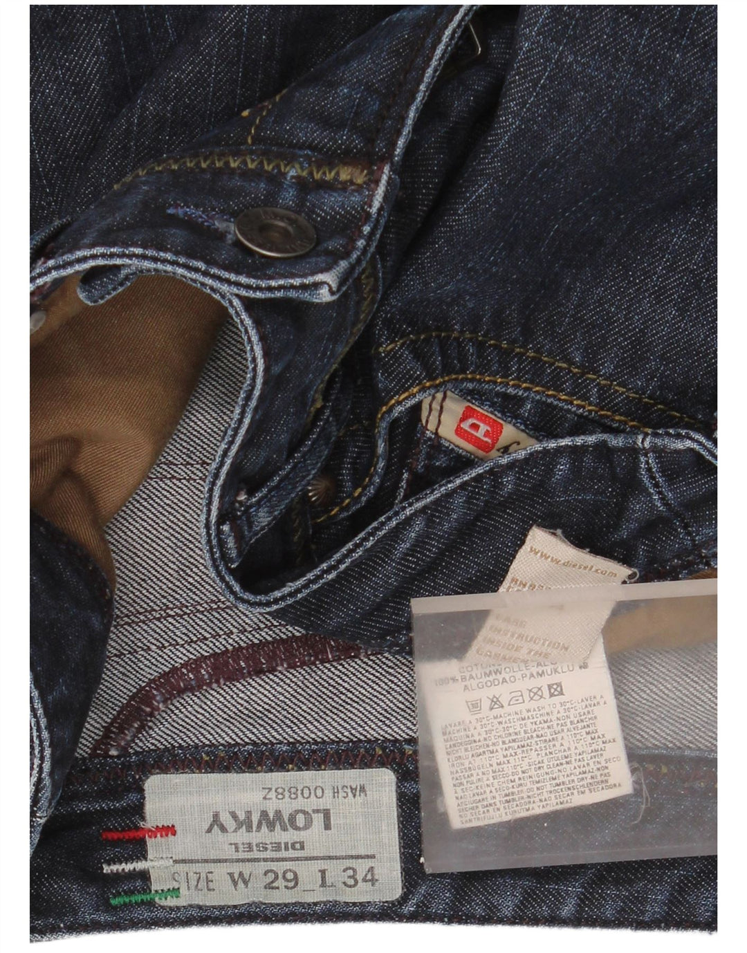 Jeans dritti Lowky da donna Diesel W29 L30 cotone blu navy