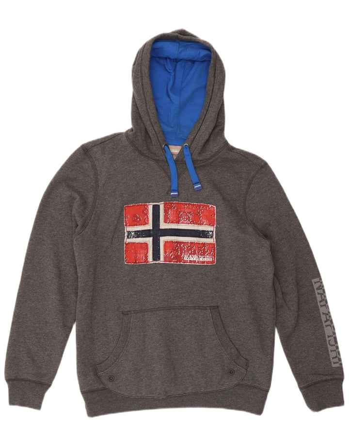 Maglione con cappuccio grafico da uomo Napapijri grigio medio