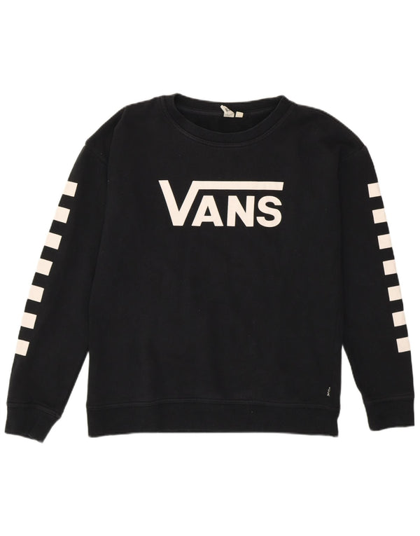 Felpa con grafica da donna Vans, maglione piccolo, cotone geometrico nero