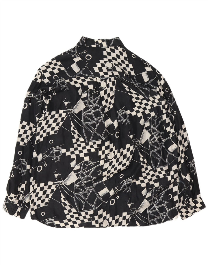 Camicia da uomo VINTAGE XL in seta geometrica nera