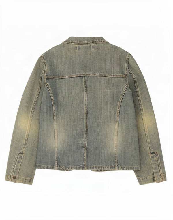 Giacca blazer in denim a 2 bottoni Trafaluc da donna Zara UK 12 cotone blu medio