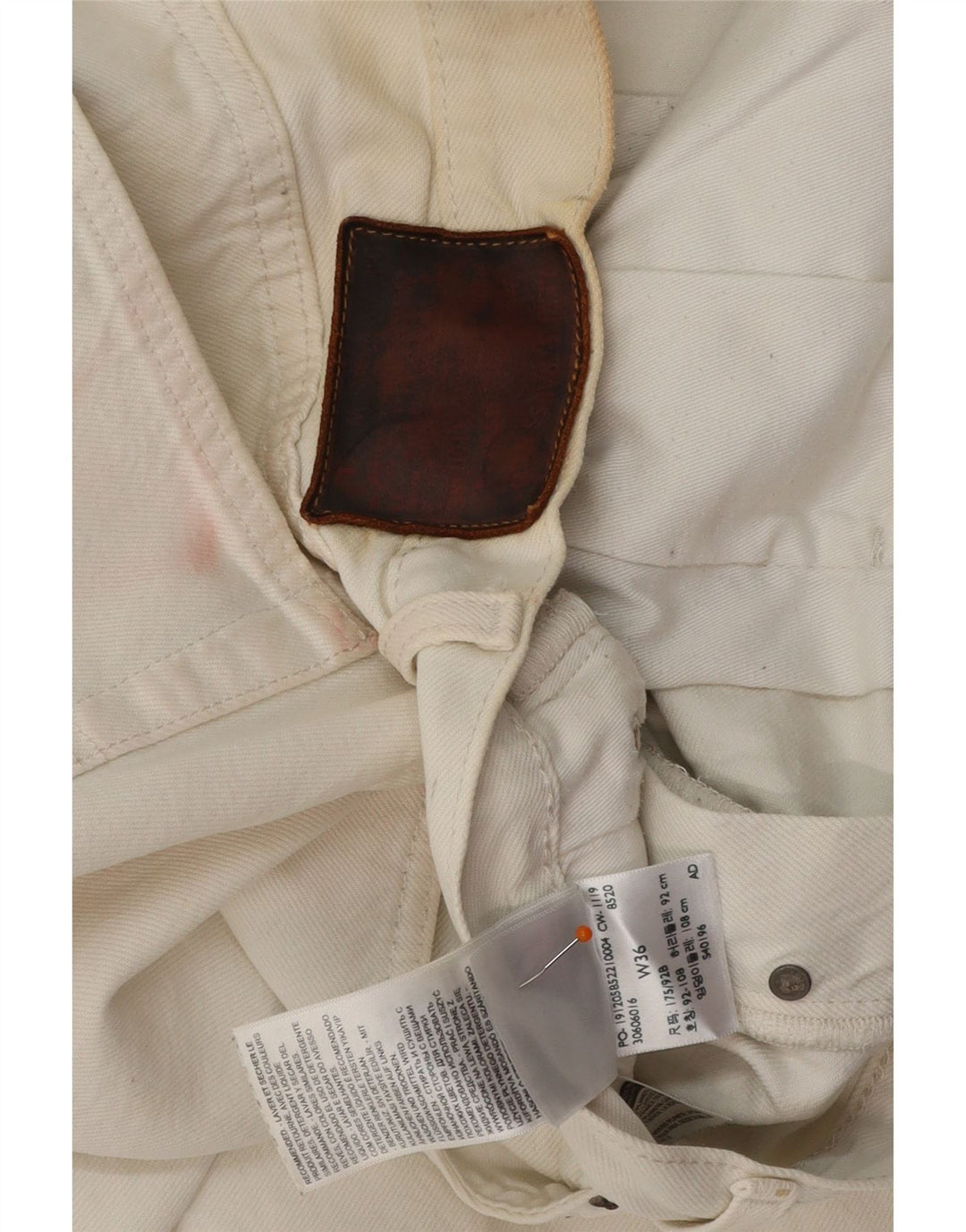 Pantaloncini di jeans da uomo LEVI'S W36 grandi cotone bianco