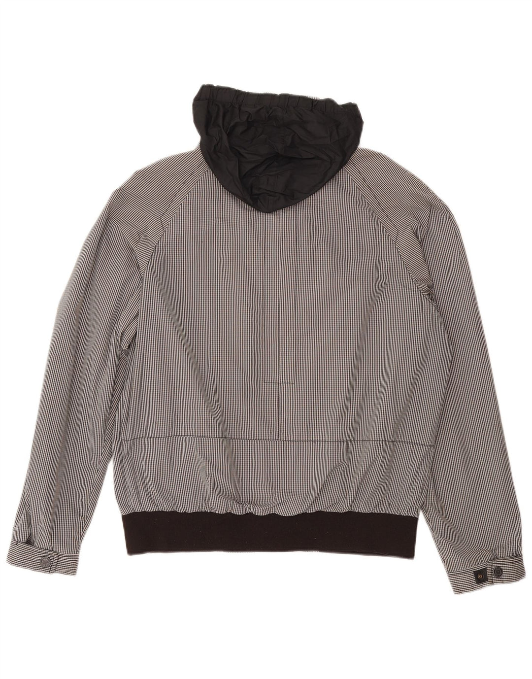Giubbotto bomber con cappuccio da uomo Hugo Boss EU 50 grande poliestere a quadretti nero