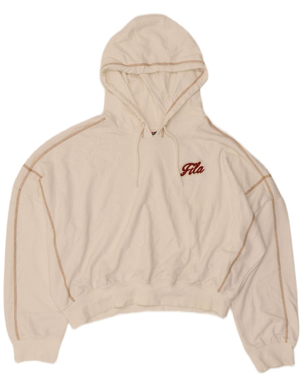 Maglione con cappuccio oversize corto da donna Fila UK 16 grande cotone bianco