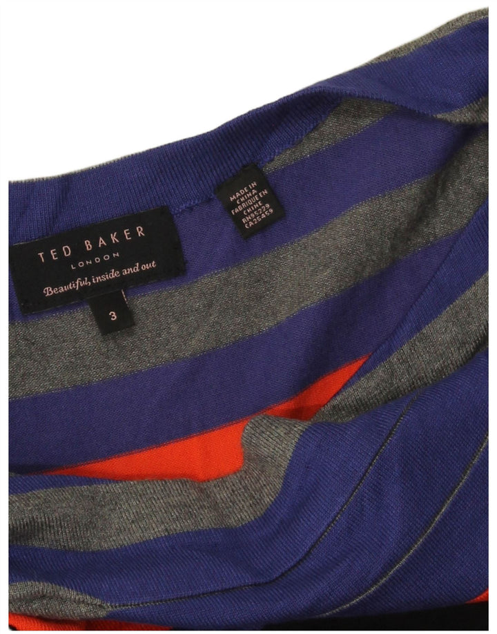Abito aderente da donna Ted Baker taglia 3 in viscosa a righe blu medio