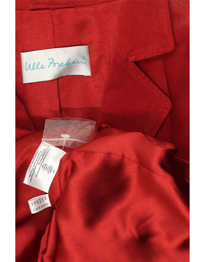 Giacca blazer vintage in pelle scamosciata a 3 bottoni da donna UK 26 5XL in pelle rossa
