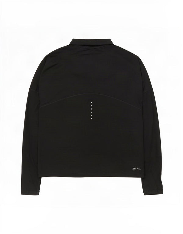 Top della tuta da ginnastica Nike Dri Fit con collo e zip da donna, UK 14, medio, nero