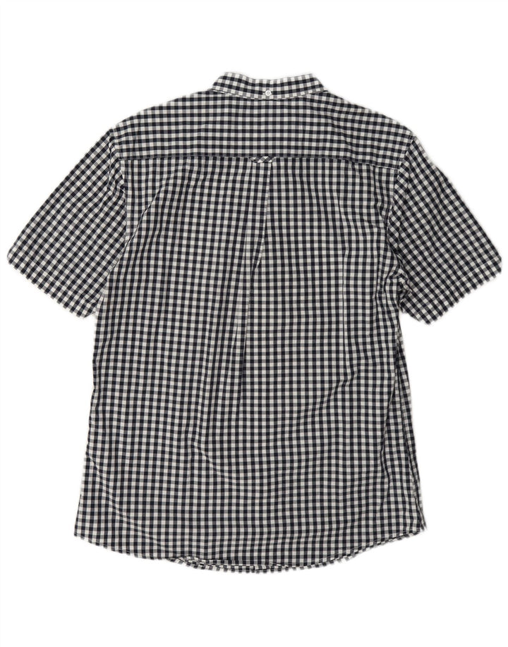 Camicia a maniche corte da uomo Le Shark Large in cotone a quadretti blu navy