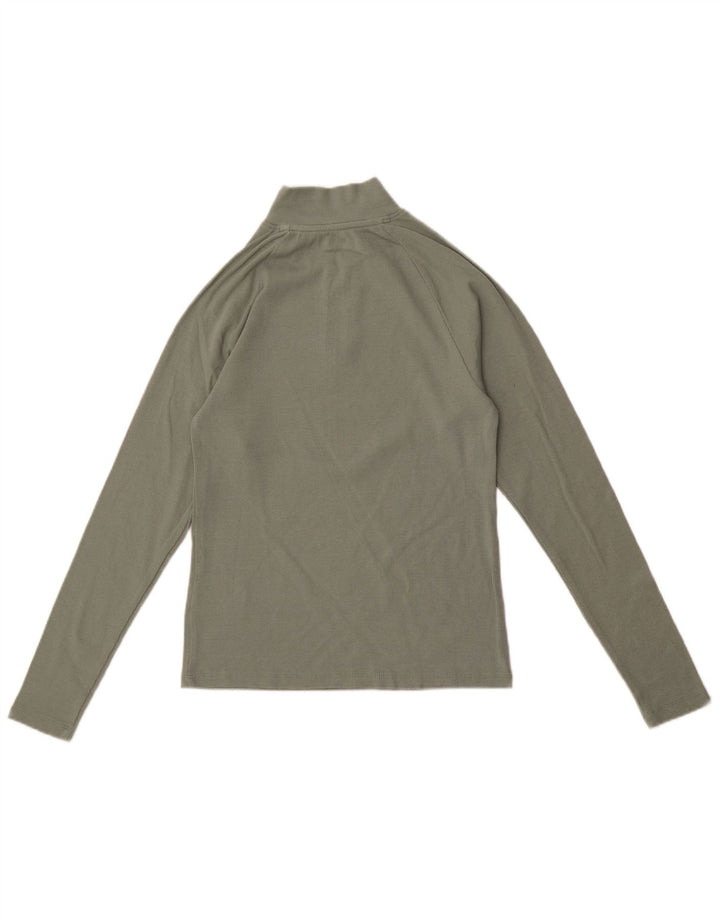 Wrangler Top da donna con zip e collo a maniche lunghe UK 12 Cotone verde medio