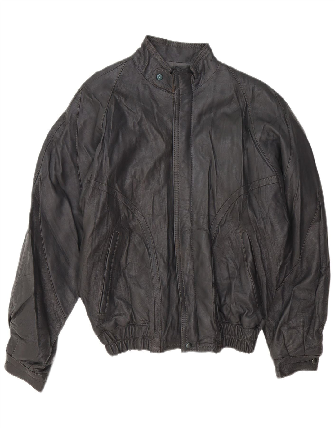 Giacca in pelle da uomo VINTAGE UK 40 grande in pelle grigia