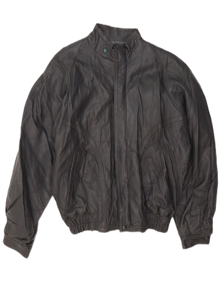 Giacca in pelle da uomo VINTAGE UK 40 grande in pelle grigia