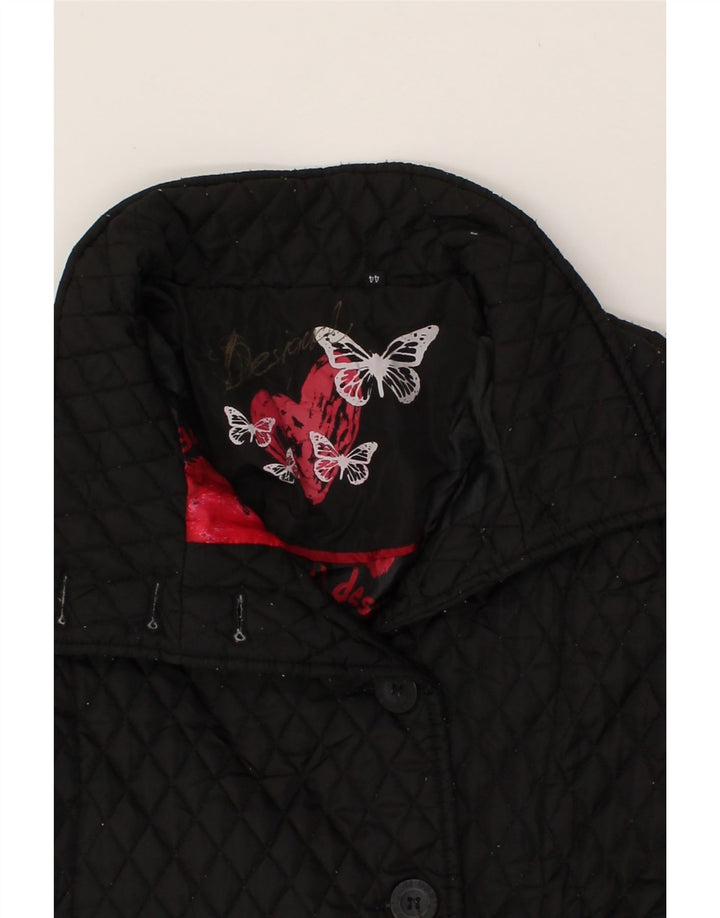 DESIGUAL Womens Quilted Overcoat IT 44 Medium Black Polyester Vintage Desigual and Second-Hand Desigual from Messina Hembry 