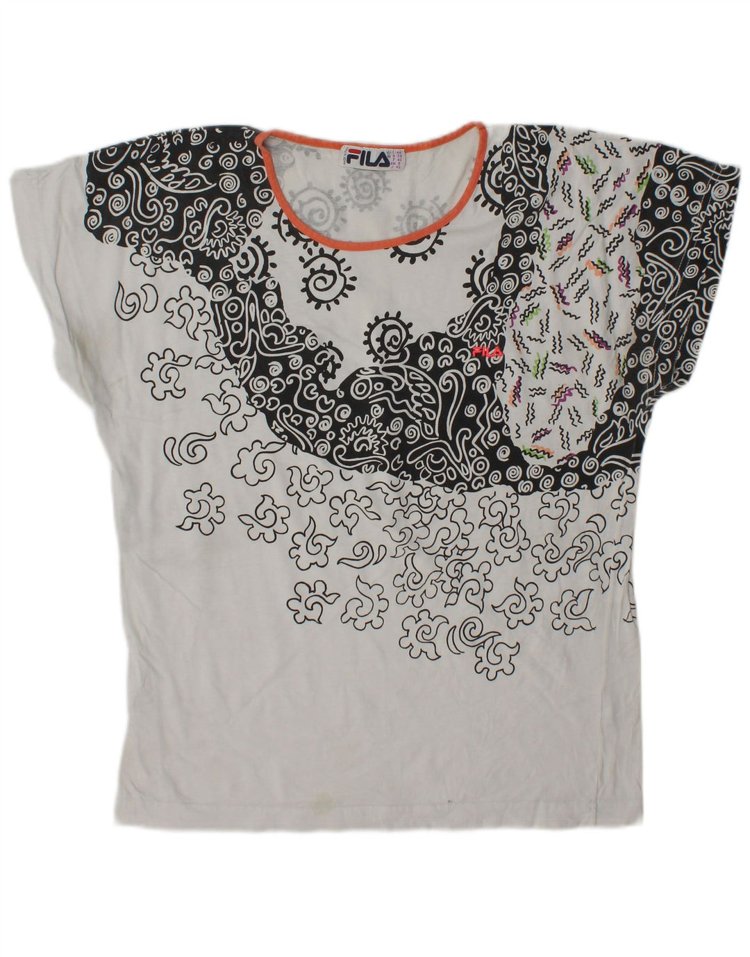 Maglietta Fila Donna Top IT 44 Medium Bianco Paisley