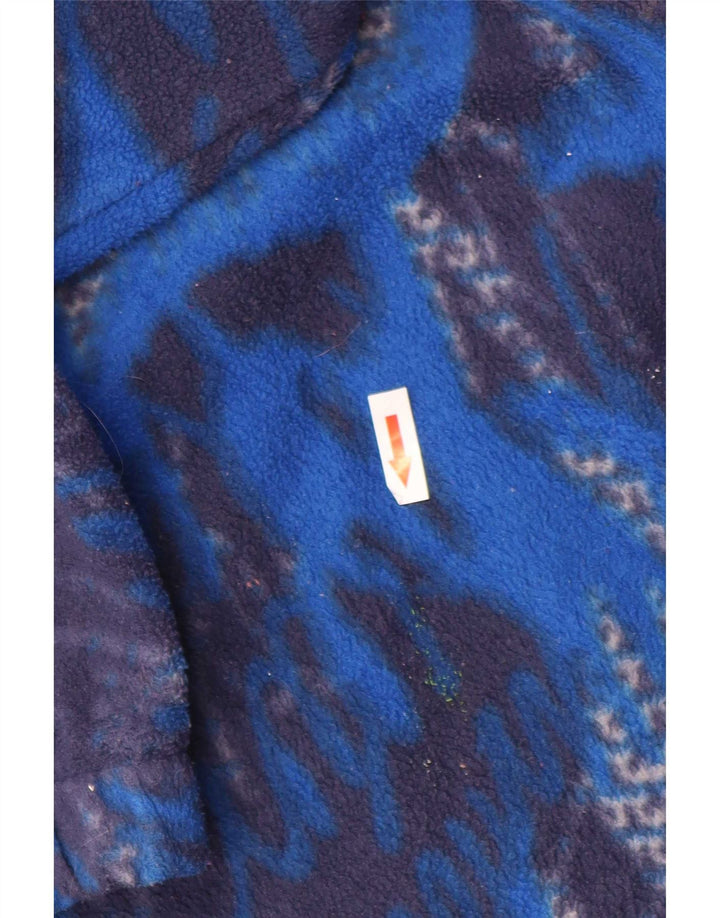 Maglione in pile da uomo Lotto con motivo astratto e collo con bottoni, grande blu