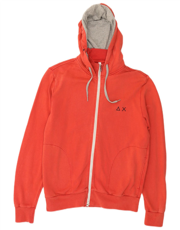 Maglione con cappuccio e zip da uomo SUN68 grande in cotone rosso