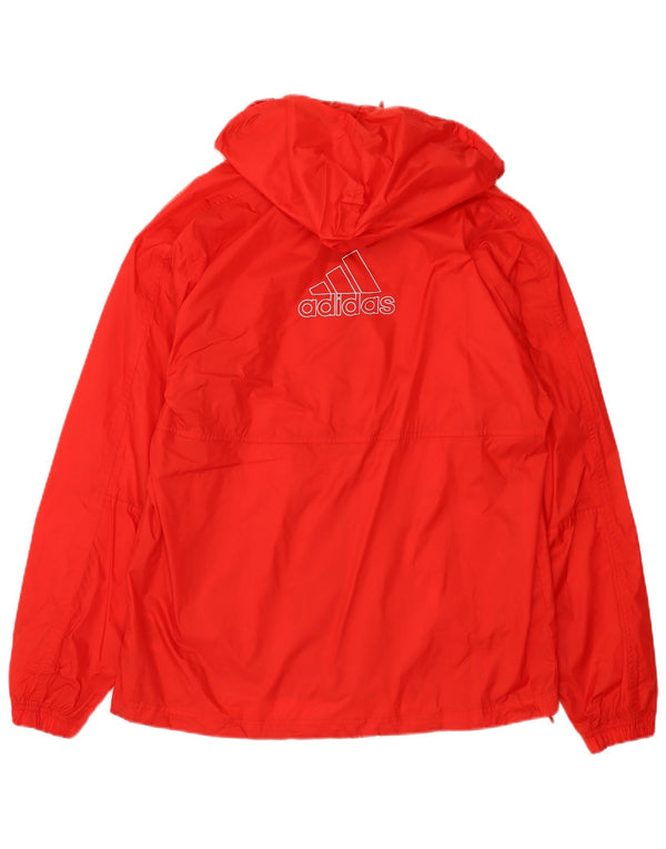 Giacca antipioggia ADIDAS da uomo con cappuccio grafico UK 36 piccola in nylon rosso
