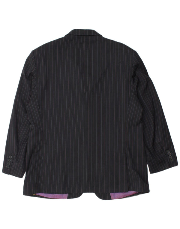 TED BAKER Giacca blazer da uomo a 2 bottoni UK 44 2XL Lana gessata nera