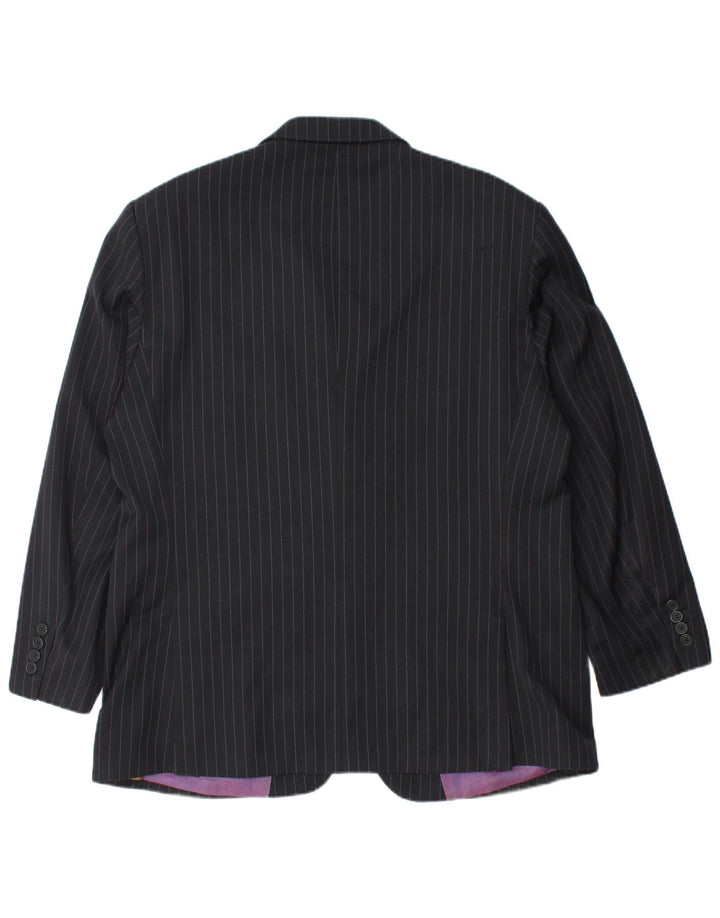 TED BAKER Giacca blazer da uomo a 2 bottoni UK 44 2XL Lana gessata nera