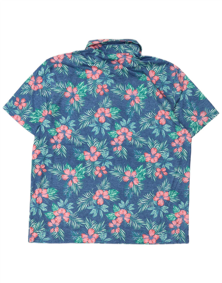 Polo da uomo IZOD per acqua salata XL poliestere floreale blu