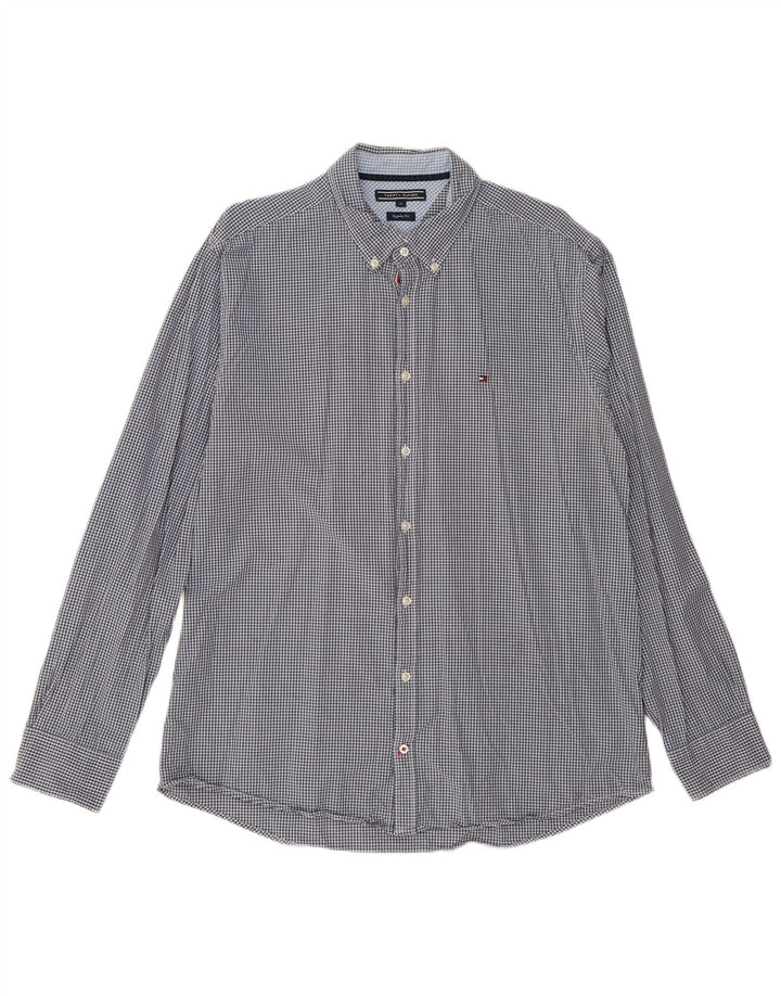 TOMMY HILFIGER Camicia da uomo vestibilità regolare XL a quadretti blu navy