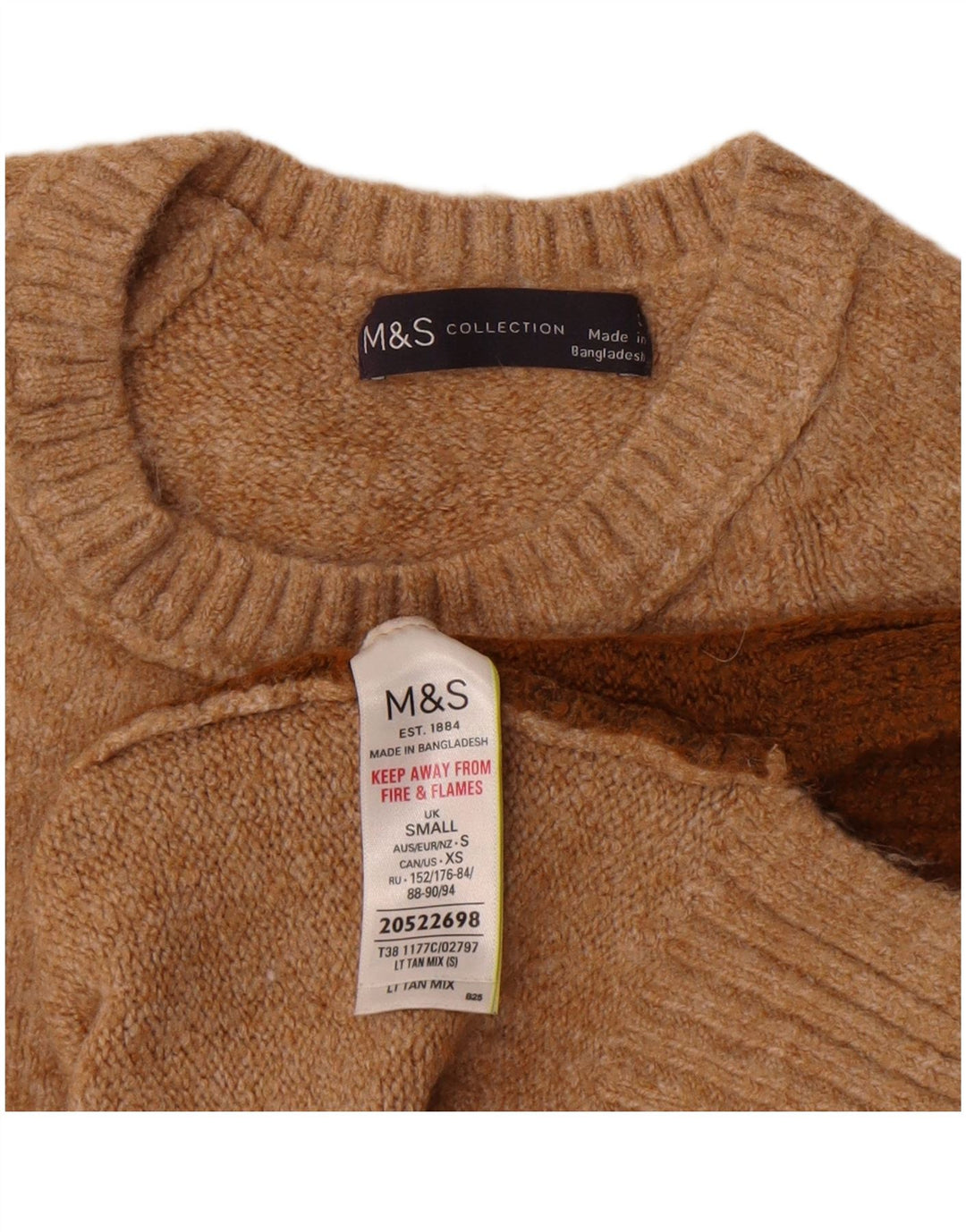 Maglione maglione girocollo da donna Marks & Spencer UK 10 piccolo marrone
