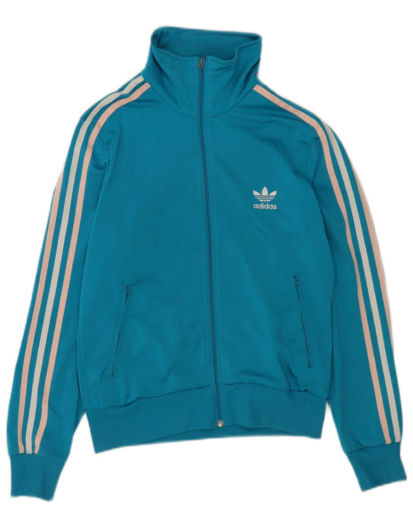 Giacca da ginnastica grafica da donna Adidas UK 16 grande poliestere blu
