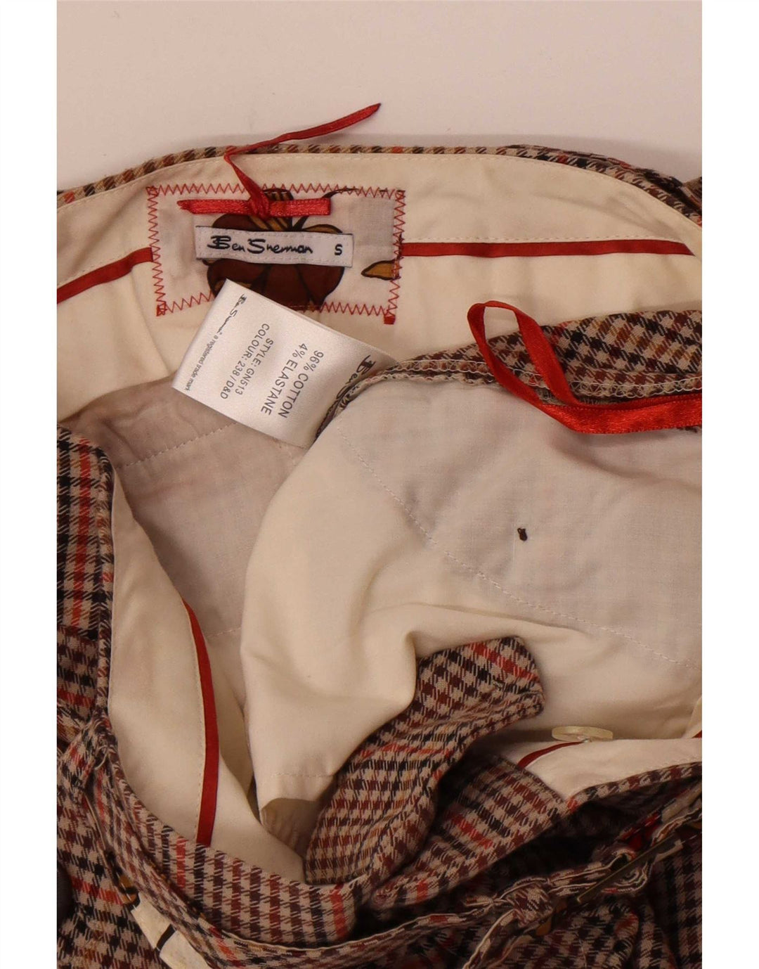 Minigonna da donna Ben Sherman piccola W27 in cotone a quadri marrone