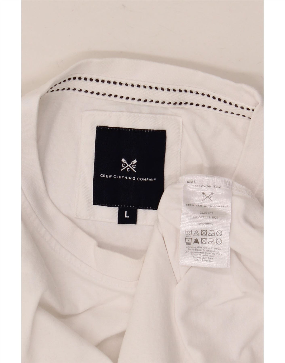 CREW CLOTHING T-shirt da uomo Top Large in cotone bianco