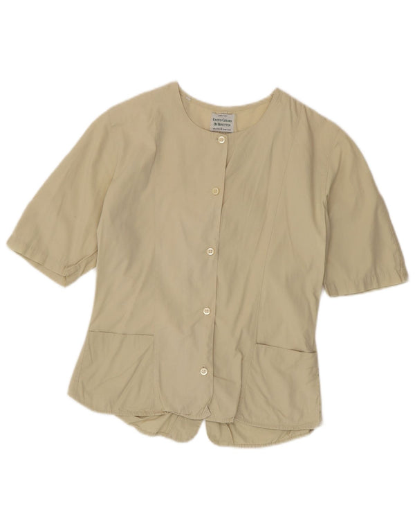 Camicia Benetton Donna Manica Corta IT 42 Cotone Beige Medio