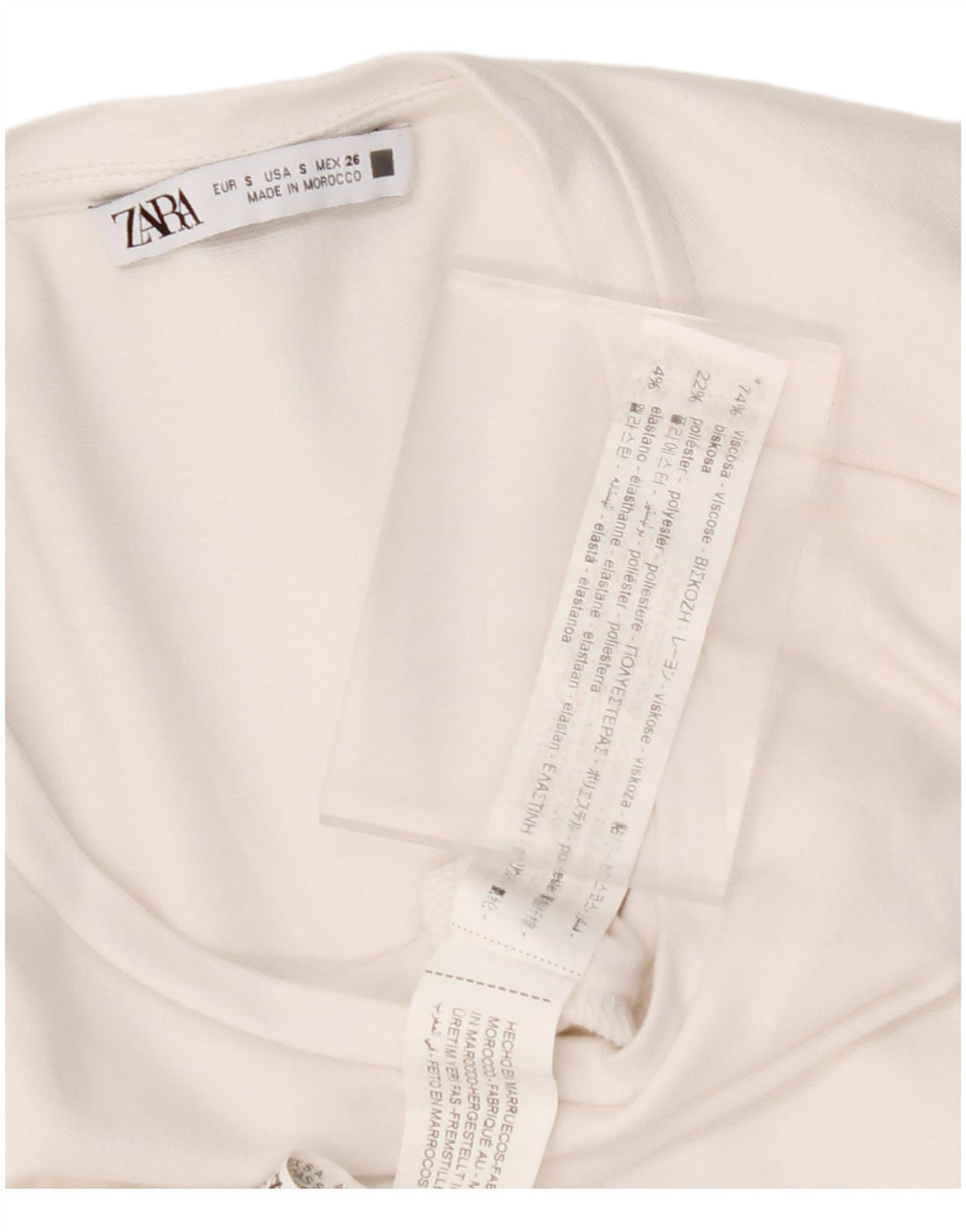 Abito a trapezio da donna ZARA UK 10 piccolo in viscosa bianca