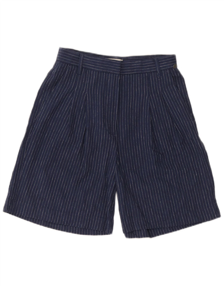 Pantaloncini chino con pegging da donna Carrera W29 lino gessato medio blu navy