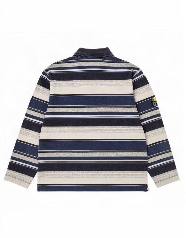 Polo da rugby da uomo a maniche lunghe Colmar piccola in cotone a righe blu navy