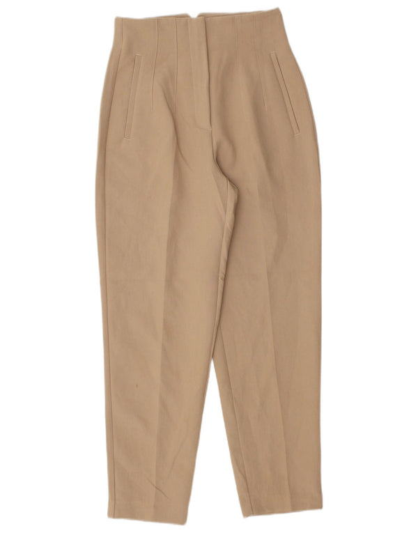 Pantaloni chino affusolati a vita alta da donna Zara XS W24 L25 Poliestere beige