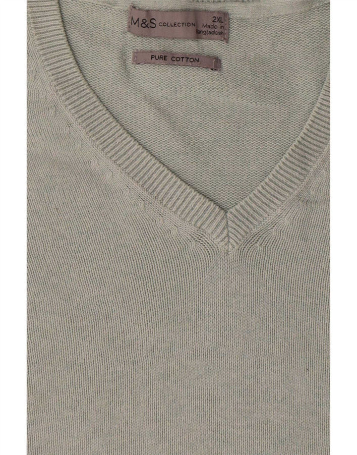 Maglione maglione con scollo a V da uomo Marks & Spencer 2XL cotone grigio