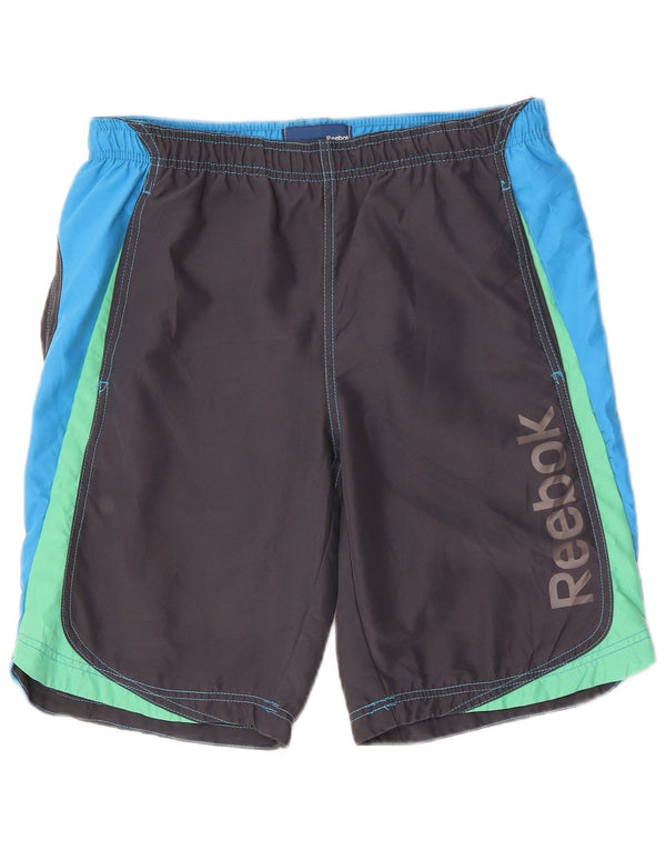 Pantaloncini da bagno grafici da uomo REEBOK XS grigio color block