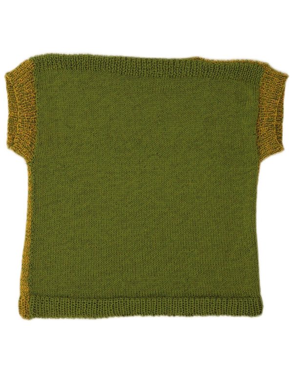 Canotta vintage da donna, canotta UK 8 piccola verde chiazzata