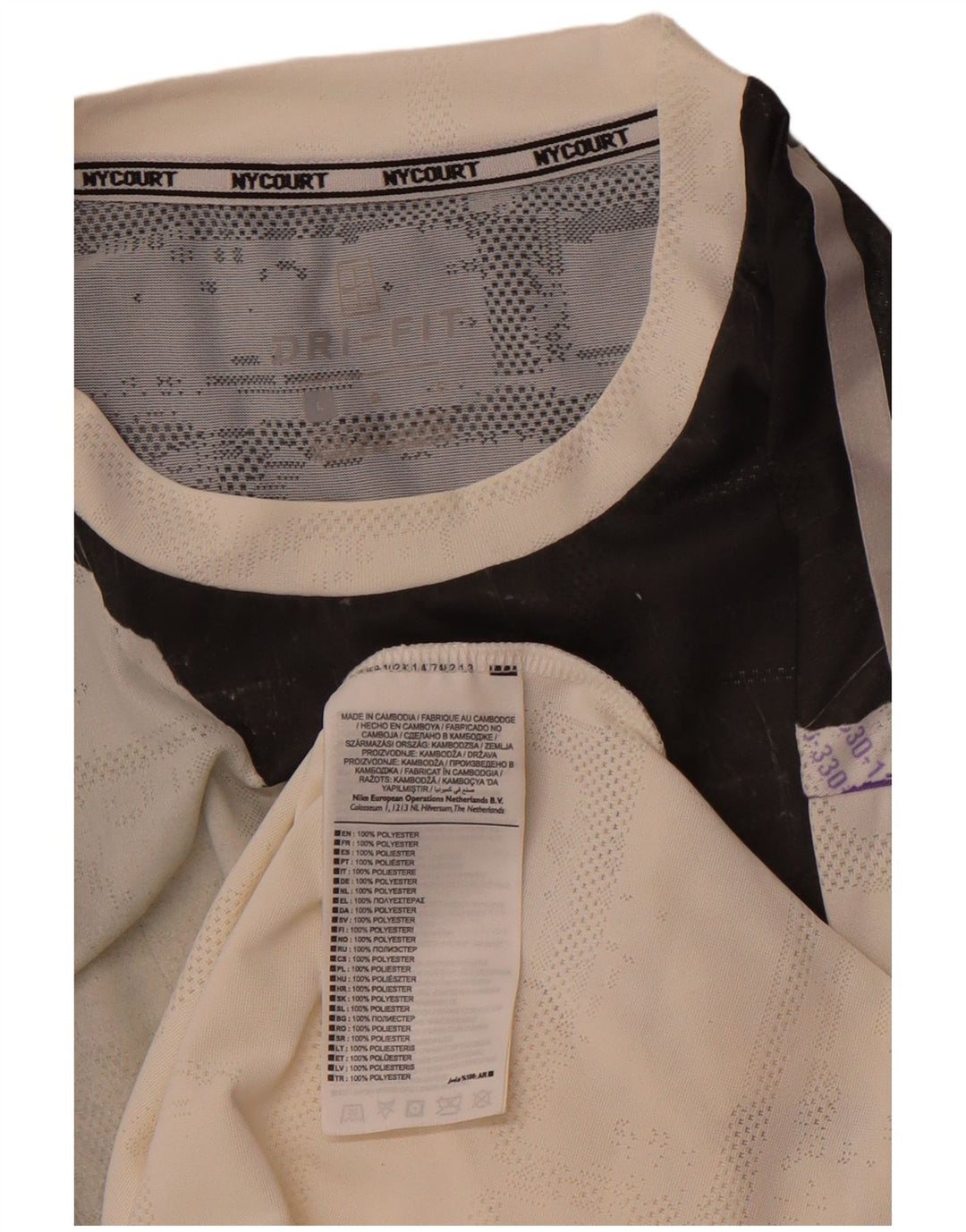 NIKE T-shirt grafica da uomo Dri Fit Top Large in poliestere color block bianco