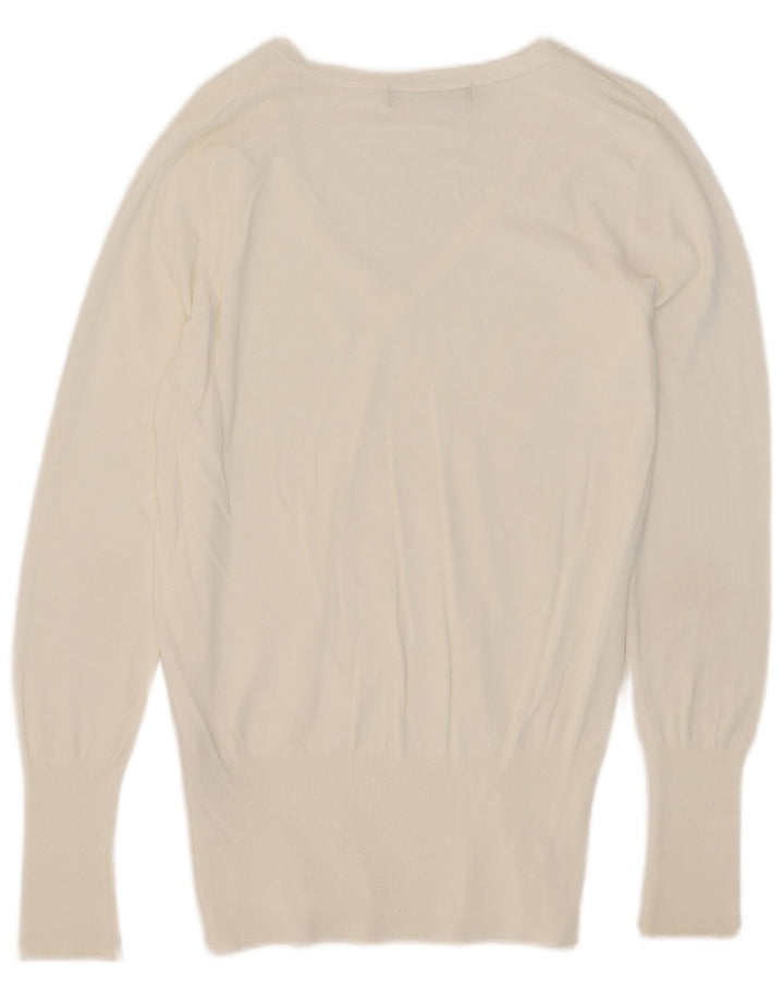 Maglione Zara da donna con scollo a V UK 14 viscosa bianca media