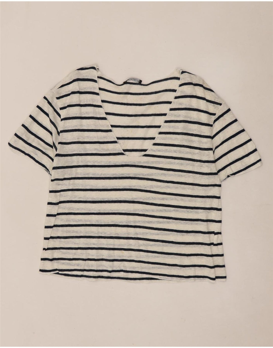 T-shirt Zara da donna Top UK 14 a righe grandi bianche