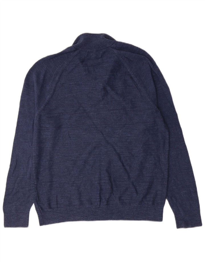Maglione da uomo Marks & Spencer con zip e collo grande in cotone chiazzato blu