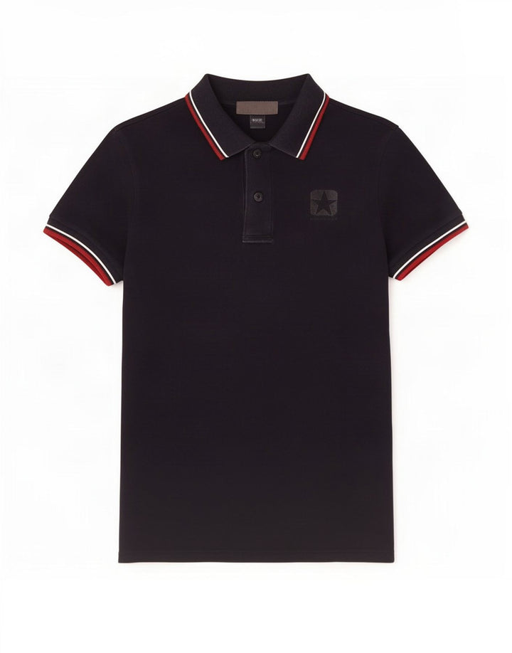 Polo da uomo Converse piccola in cotone a righe blu navy