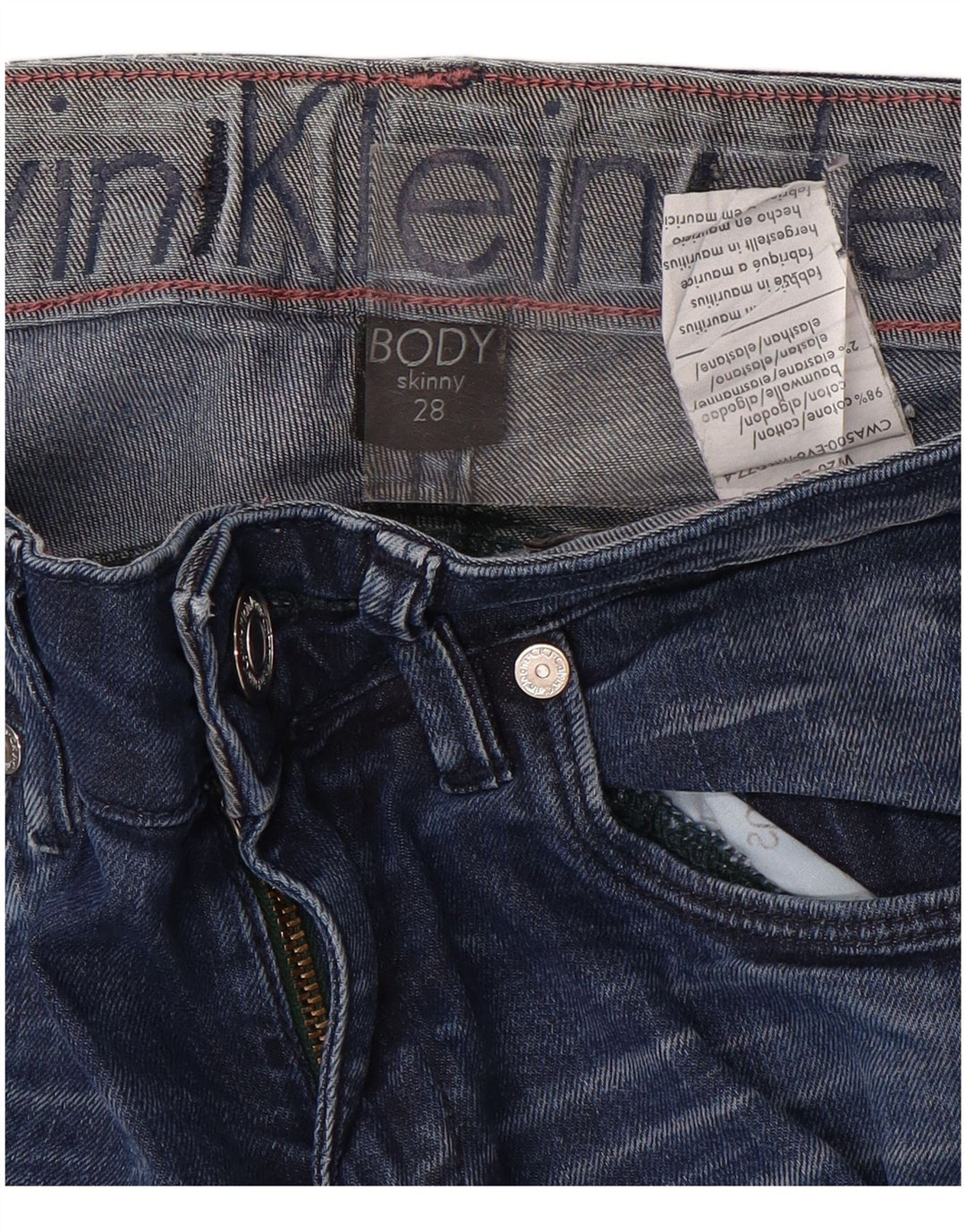 CALVIN KLEIN Jeans skinny body fit da donna W28 L33 cotone blu