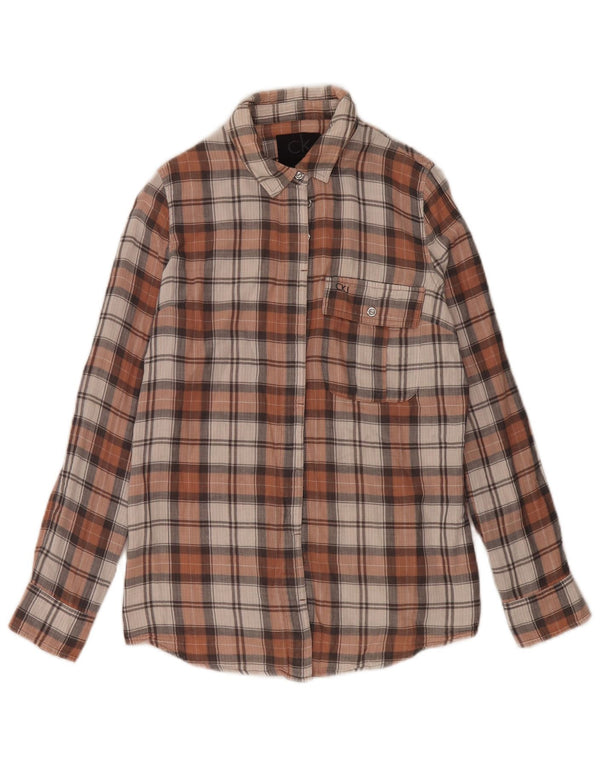 Camicia da donna Calvin Klein Jeans UK 10 piccolo cotone a quadri multicolore