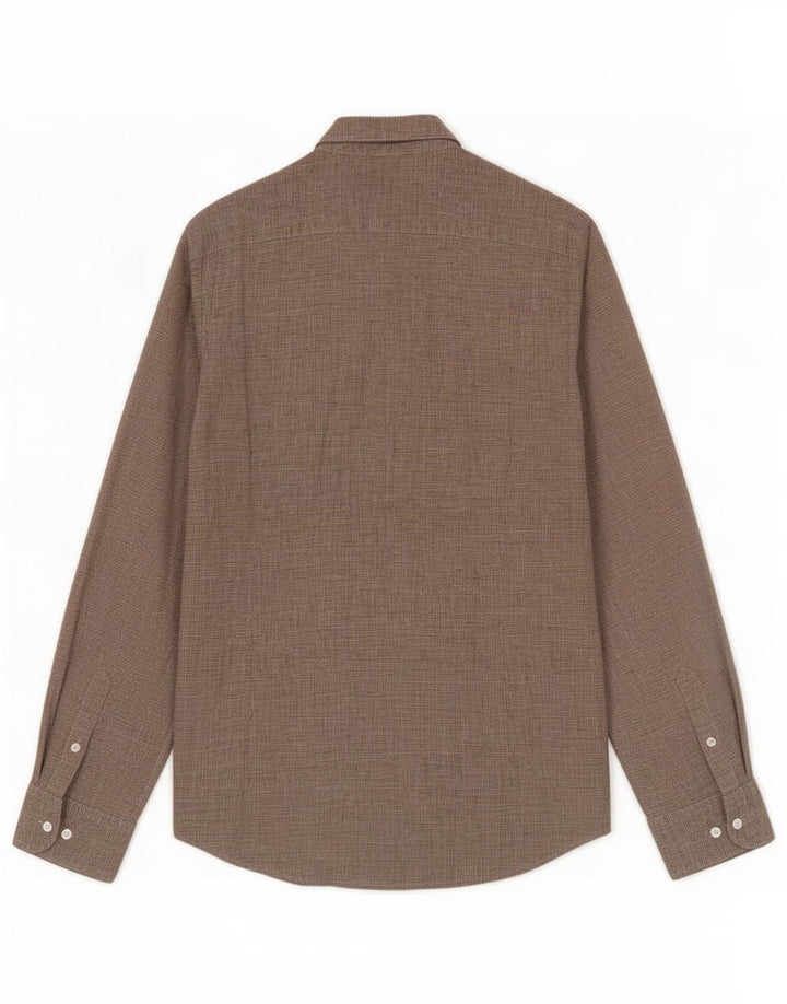 Camicia Uomo Massimo Dutti Lino Pied De Poule Beige Medio