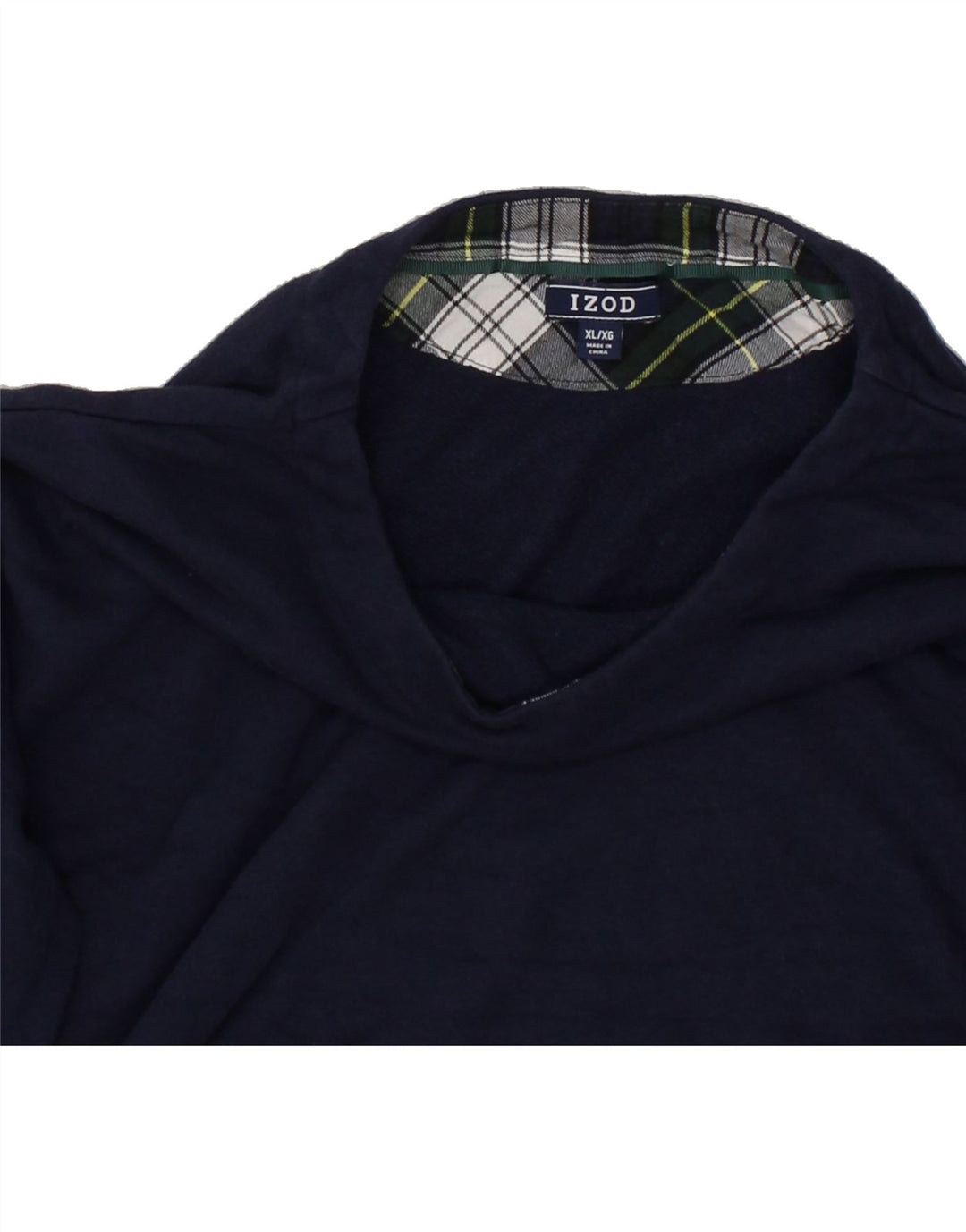 IZOD Womens Sweatshirt Jumper UK 18 XL Navy Blue Check Cotton Vintage Izod and Second-Hand Izod from Messina Hembry 