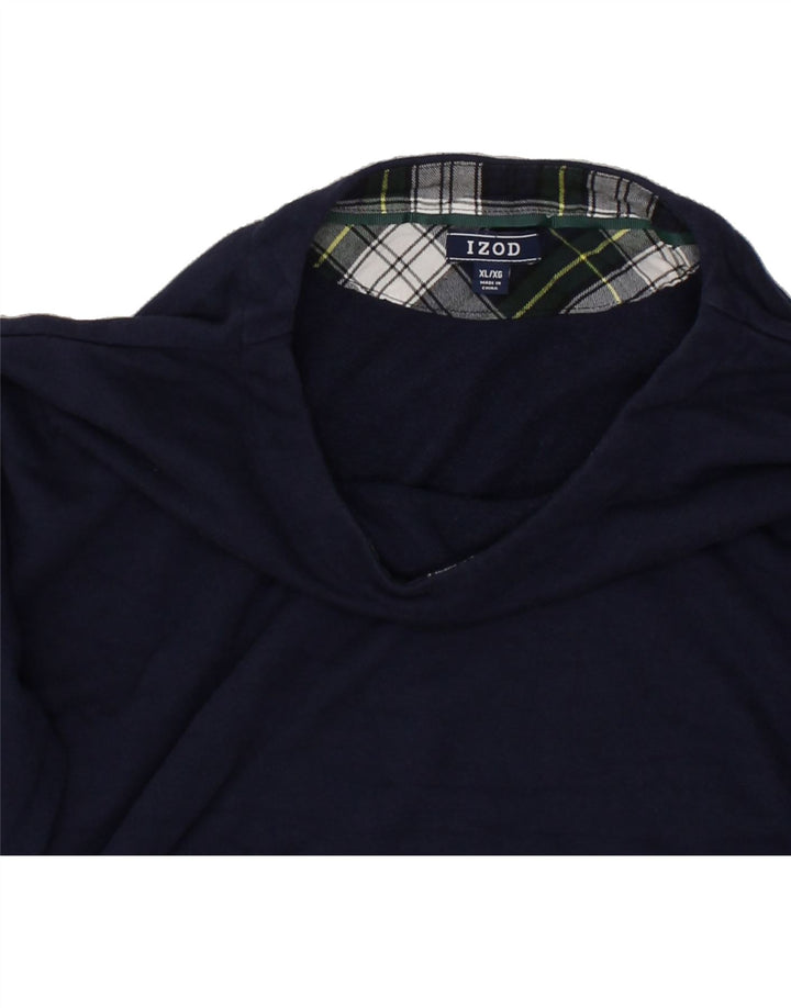 IZOD Womens Sweatshirt Jumper UK 18 XL Navy Blue Check Cotton Vintage Izod and Second-Hand Izod from Messina Hembry 