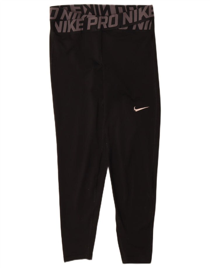 Leggings grafici Nike Dri Fit da donna UK 14 poliestere nero medio