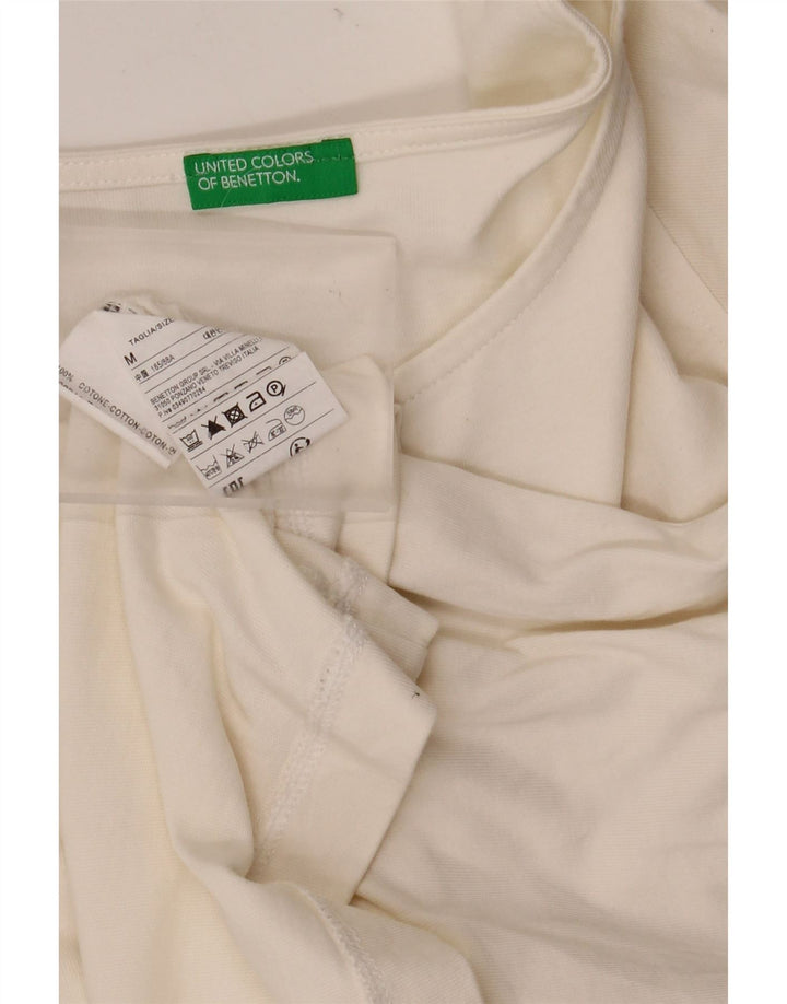 BENETTON Camicetta a maniche lunghe da donna UK 14 Cotone bianco medio