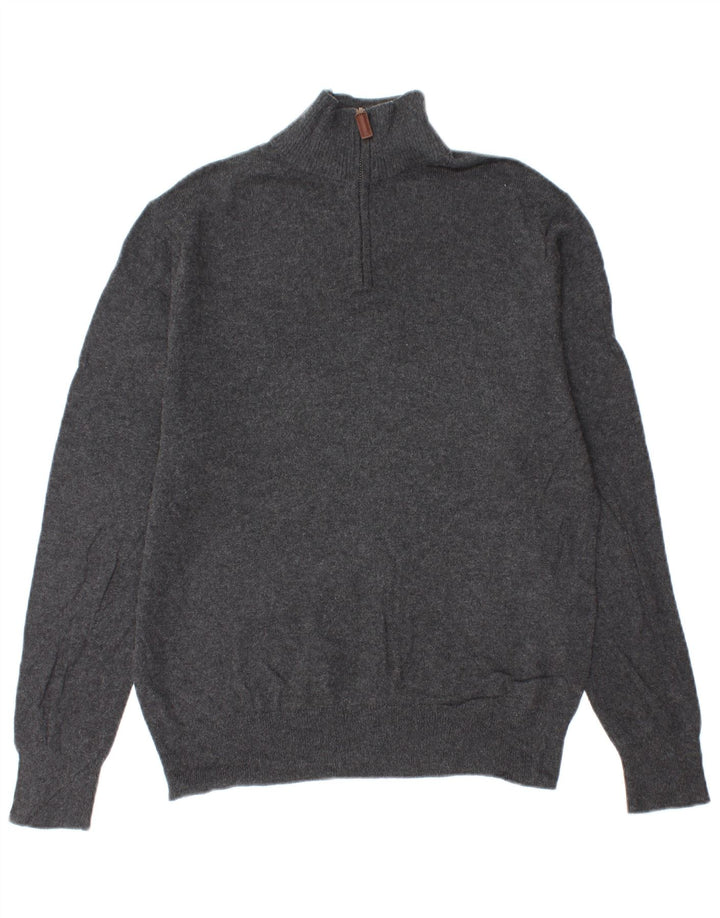 BONOBOS Maglione da uomo con zip e collo in cotone grigio medio